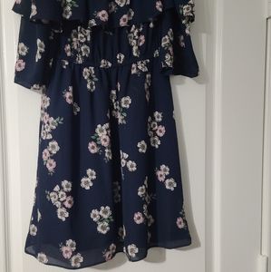 Off the shoulder navy floral dress